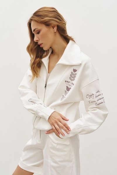 Жіноча кофта з вишивкою (10, S, Milk, молочний) RM4251-25DC*-*996 фото від українського бренду RicaMare