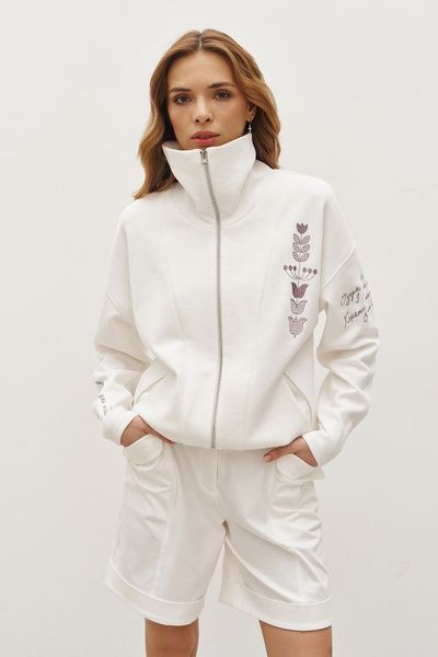 Жіноча кофта з вишивкою (10, S, Milk, молочний) RM4251-25DC*-*996 фото від українського бренду RicaMare
