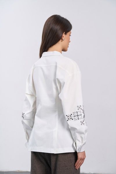 Приталенная рубашка с вышивкой (10, S, Milk, молочний) RM4353-26DB*-*3857 фото от украинского бренда RicaMare