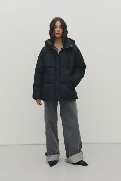 Жіночий пуховик з капюшоном (11, S-M, Dark anthracite, чорний) RM4211-24DJ*-*3006 фото від українського бренду RicaMare