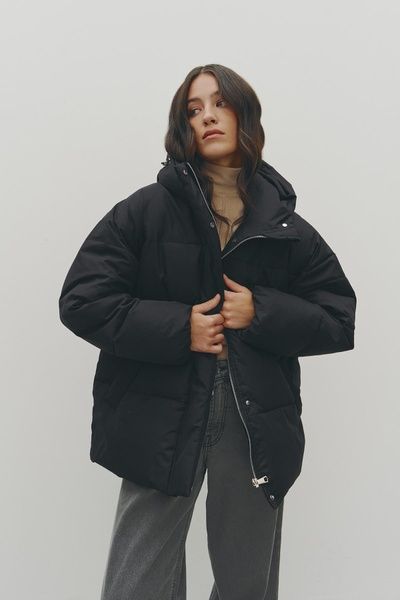 Жіночий пуховик з капюшоном (11, S-M, Dark anthracite, чорний) RM4211-24DJ*-*3006 фото від українського бренду RicaMare