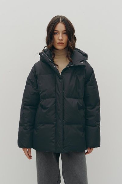 Жіночий пуховик з капюшоном (11, S-M, Dark anthracite, чорний) RM4211-24DJ*-*3006 фото від українського бренду RicaMare