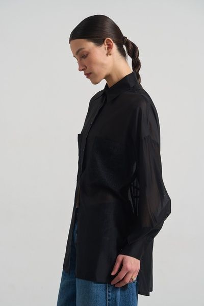 Сорочка жіноча подовжена з вишивкою на кишенях (1, L, Black embroidery, чорний) RM4280-25DB*-*3227 фото від українського бренду RicaMare