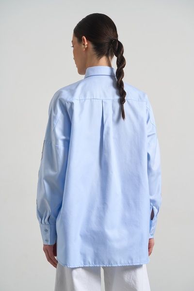 Рубашка з цветочной аппликацией (11, S, Sky blue, блакитний) RM4334-26DB*-*3609 фото от украинского бренда RicaMare