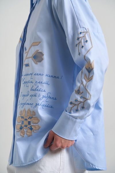 Рубашка з цветочной аппликацией (11, S, Sky blue, блакитний) RM4334-26DB*-*3609 фото от украинского бренда RicaMare