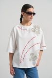 Футболка с вышивкой и орнаментом (10, XS-S, Plombir, молочний) RM4317-26DF*-*3304 фото от украинского бренда RicaMare