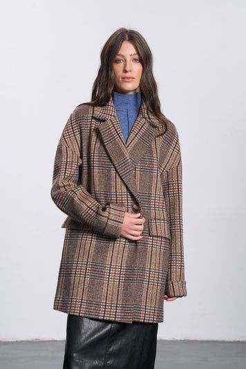 Демісезонне картате пальто (13, XS, brun tartan) RM4370-26DJ*-*3891 фото від українського бренду RicaMare