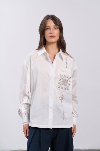 Рубашка Сердце цветет (10, S, white, білий) RM4351-26DB*-*3721 фото от украинского бренда RicaMare