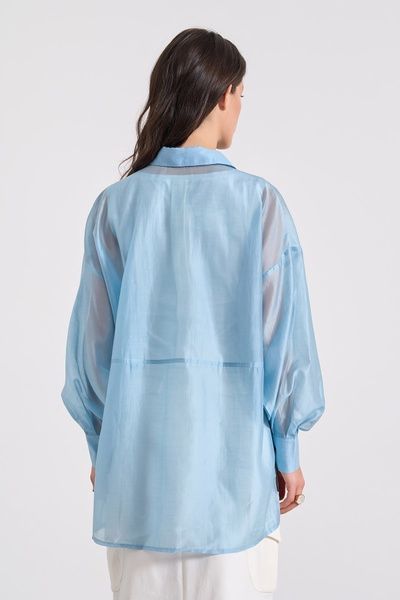 Сорочка жіноча подовжена з вишивкою на кишенях (13, S, Aqua blue, блакитний) RM4280-25DB*-*3634 фото від українського бренду RicaMare