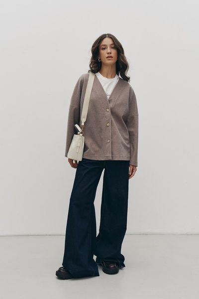 Теплый кардиган с брошкой (5, S-M, Sandstone, бежевий) RM4222-25DJ*-*680 фото от украинского бренда RicaMare