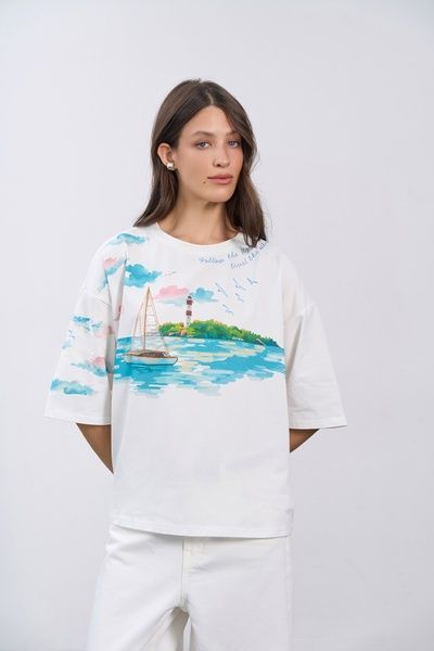 Футболка Follow the Light (10, XS-S, Milk, молочний) RM4318-26DF*-*3600 фото від українського бренду RicaMare