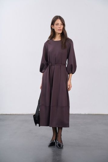 Сукня базова міді (11, S, Liqueur chocolates, коричневий) RM4355-26DD*-*3644 фото від українського бренду RicaMare