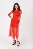 Вечірня сукня з сіткою та нашивками (2, XS, red, червоний) RM1935-19VP*-*1697 фото від українського бренду RicaMare