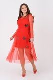 Вечірня сукня з гіпюром, великі розміри (2, 2XL, red, червоний) RM1935-B-19VP*-*1707 фото від українського бренду RicaMare