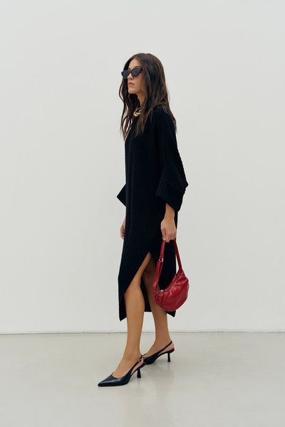Длинная вязаная туника (1, One Size, Black, чорний) RM4220-25DJ*-*2811 фото от украинского бренда RicaMare