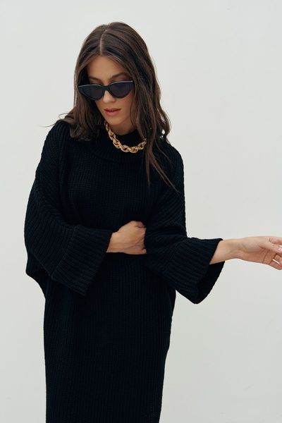 Длинная вязаная туника (1, One Size, Black, чорний) RM4220-25DJ*-*2811 фото от украинского бренда RicaMare