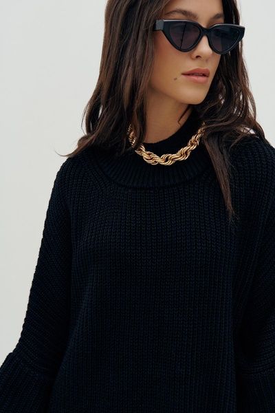 Длинная вязаная туника (1, One Size, Black, чорний) RM4220-25DJ*-*2811 фото от украинского бренда RicaMare