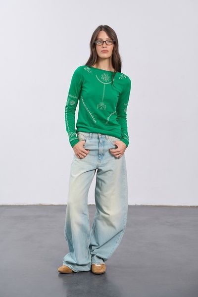 Лонгслів з вишивкою Берегиня (7, S, Emerald green, зелений) RM4346-26DC*-*3629 фото від українського бренду RicaMare
