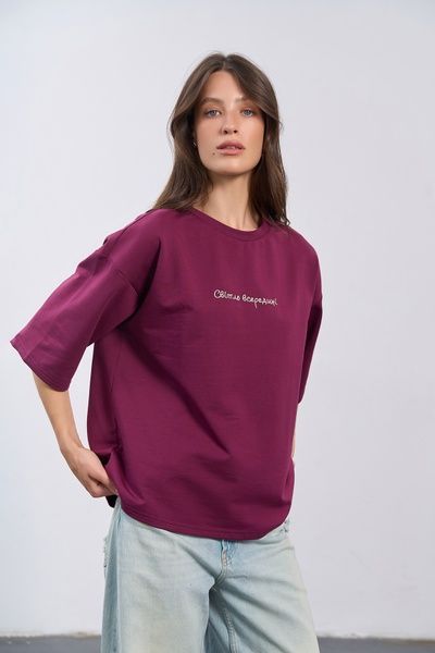 Футболка з вишивкою Світло всередині (11, XS-S, Festival fuchsia, бордовий) RM4357-26DF*-*3680 фото від українського бренду RicaMare