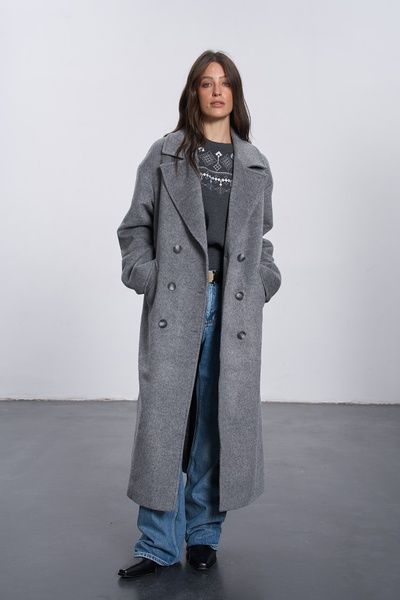 Демісезонне двобортне пальто (9, M, Gray, сірий) RM4368-1-26DJ*-*3880 фото від українського бренду RicaMare