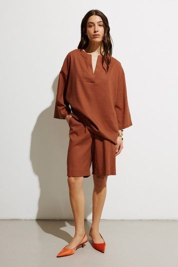 Літній костюм із шортами (11, M, Terra rossa, коричневий) RM4272-25DS*-*1823 фото від українського бренду RicaMare