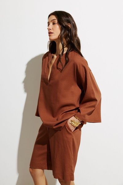 Літній костюм із шортами (11, M, Terra rossa, коричневий) RM4272-25DS*-*1823 фото від українського бренду RicaMare