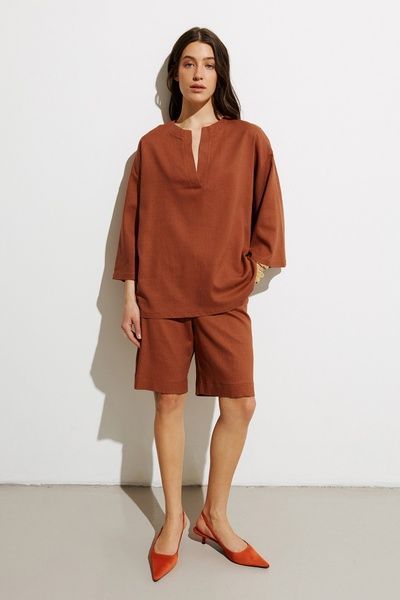 Літній костюм із шортами (11, M, Terra rossa, коричневий) RM4272-25DS*-*1823 фото від українського бренду RicaMare