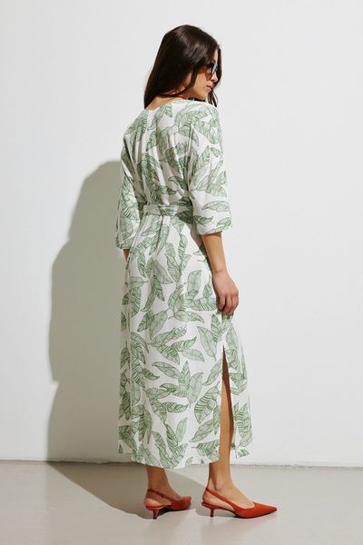 Летнее платье с принтом свободного кроя (7, S, Green leaves, зелений) RM4268-25DD*-*1559 фото от украинского бренда RicaMare