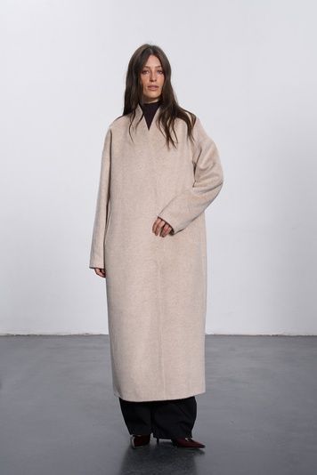 Жіноче пальто з коміром-стійкою (5, M, Beige, бежевий) RM4369-26DJ*-*3824 фото від українського бренду RicaMare