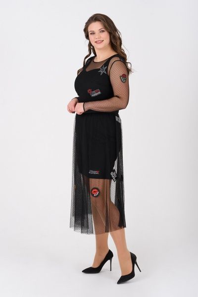 Вечірня сукня з гіпюром, великі розміри (1, XL, black, чорний) RM1935-B-19VP*-*1706 фото від українського бренду RicaMare
