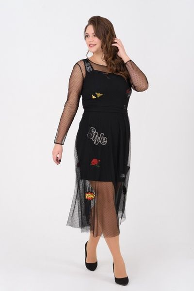 Вечірня сукня з гіпюром, великі розміри (1, XL, black, чорний) RM1935-B-19VP*-*1706 фото від українського бренду RicaMare