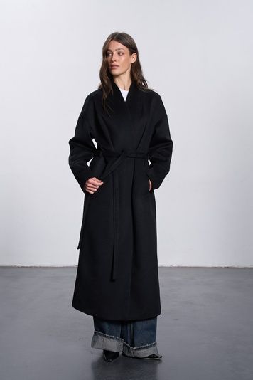 Жіноче пальто-халат (1, M, Black, чорний) RM4369-1-26DJ*-*3886 фото від українського бренду RicaMare