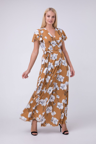 Платье в пол с цветочным принтом больших размеров