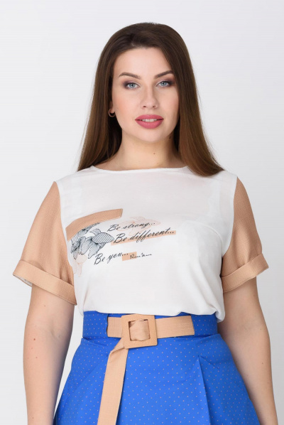 Жіноча льняна футболка з принтом великого розміру